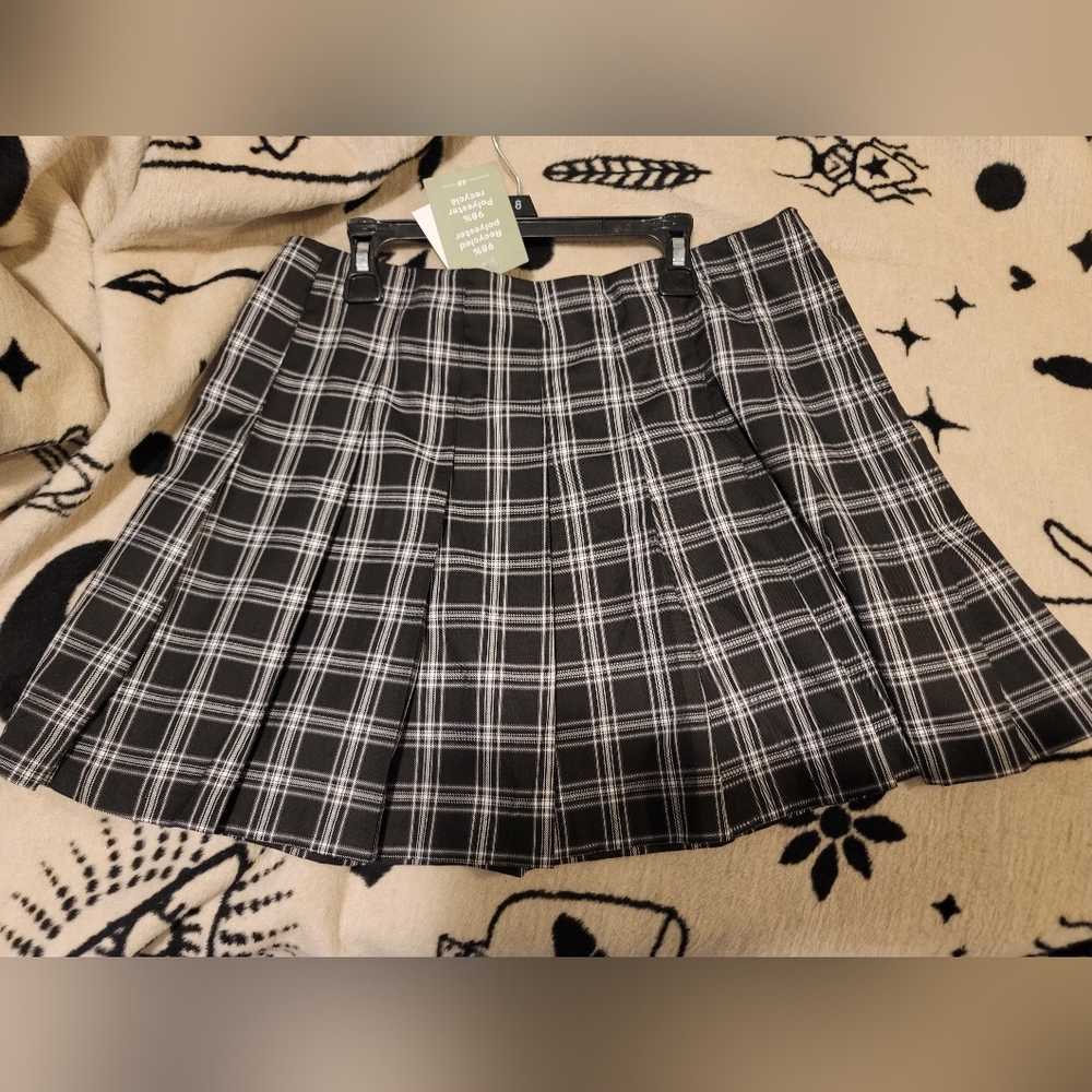 Plaid Black/White pleated skirt H&M